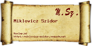 Miklovicz Szidor névjegykártya
